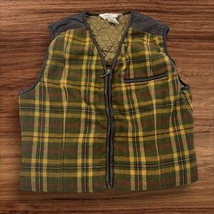 Casual Corner Green and Yellow Plaid Vest